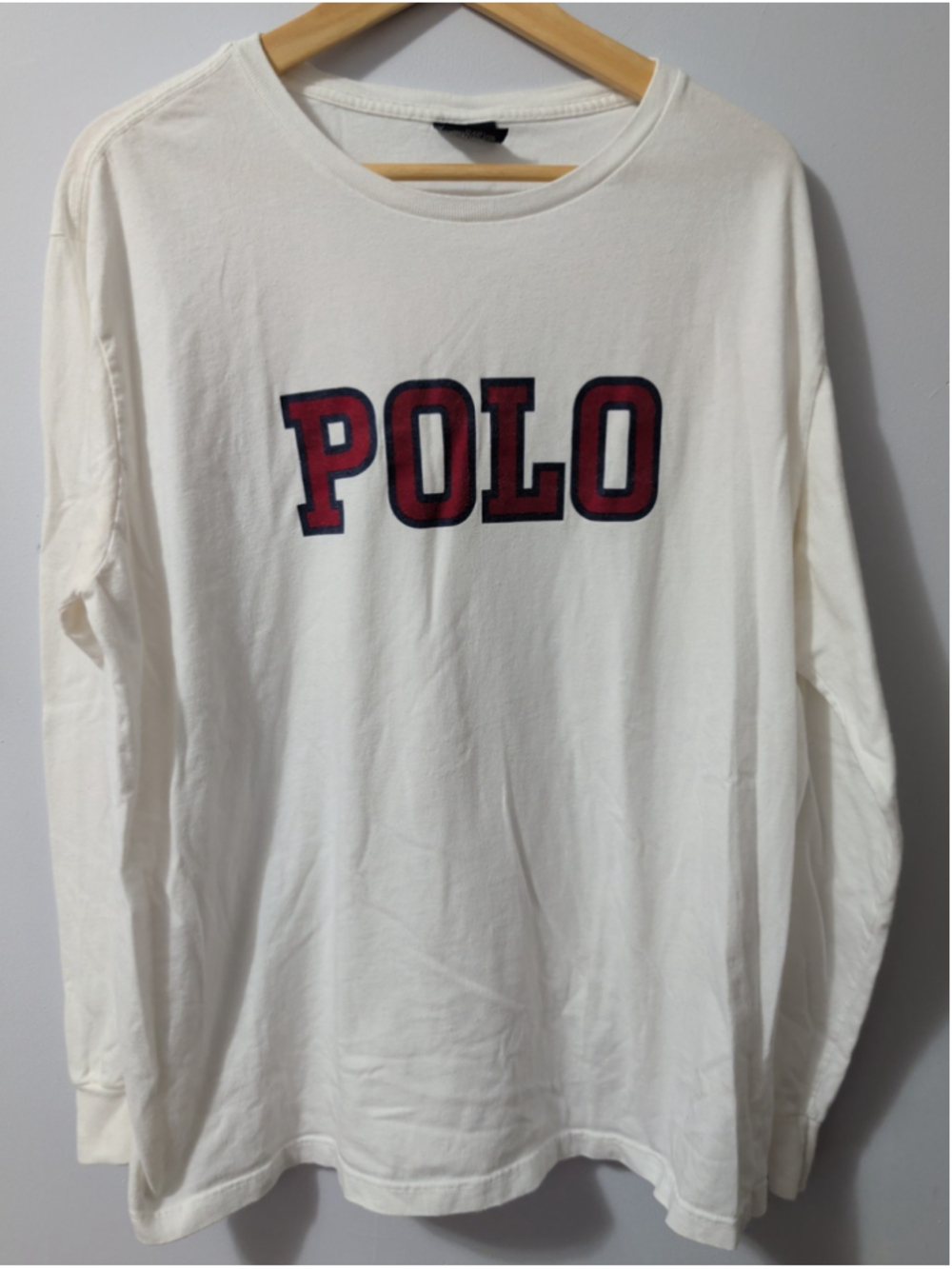 Vintage Polo Ralph Lauren Long Sleeve T-Shirt Men's Skater Streetwear White L